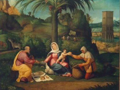 The Rest on the Flight into Egypt (No.52) attributed to Andrea Previtali The Rest on the Flight into Egypt (No.52) attributed to Andrea Previtali