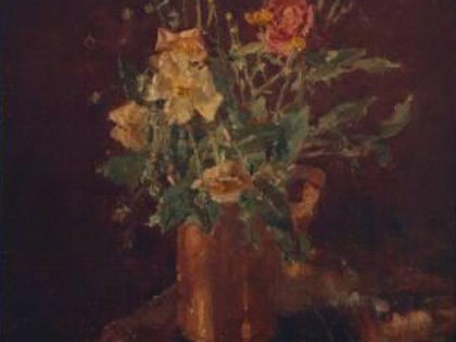 Roses and Buttercups In a Copper Jug, 1971 (No.240) by Allan Gwynne Jones, RA Roses and Buttercups In a Copper Jug, 1971 (No.240) by Allan Gwynne Jones, RA