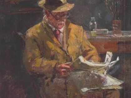 Study of Allan Gwynne Jones Reading a Newspaper (No.244) by Emily Gwynne Jones Study of Allan Gwynne Jones Reading a Newspaper (No.244) by Emily Gwynne Jones