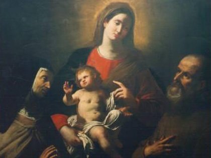 The Madonna and Child adored by St. Maria Maddalena de'Pazzi(?) and St. Felix of Cantalice (No.69) by (?)Bolognese School, 17th Century The Madonna and Child adored by St. Maria Maddalena de'Pazzi(?) and St. Felix of Cantalice (No.69) by (?)Bolognese School, 17th Century